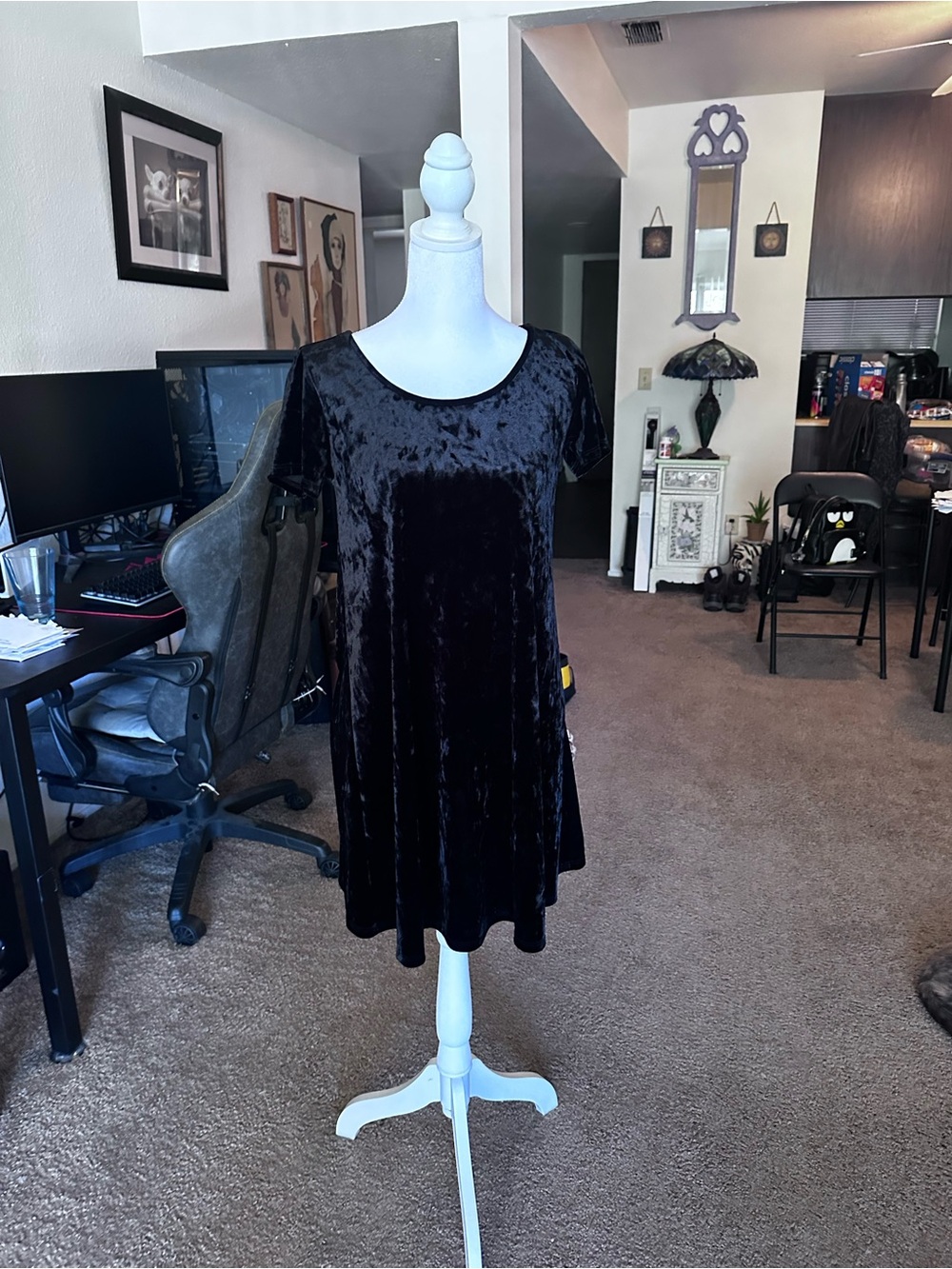 Crushed velvet goth dress
